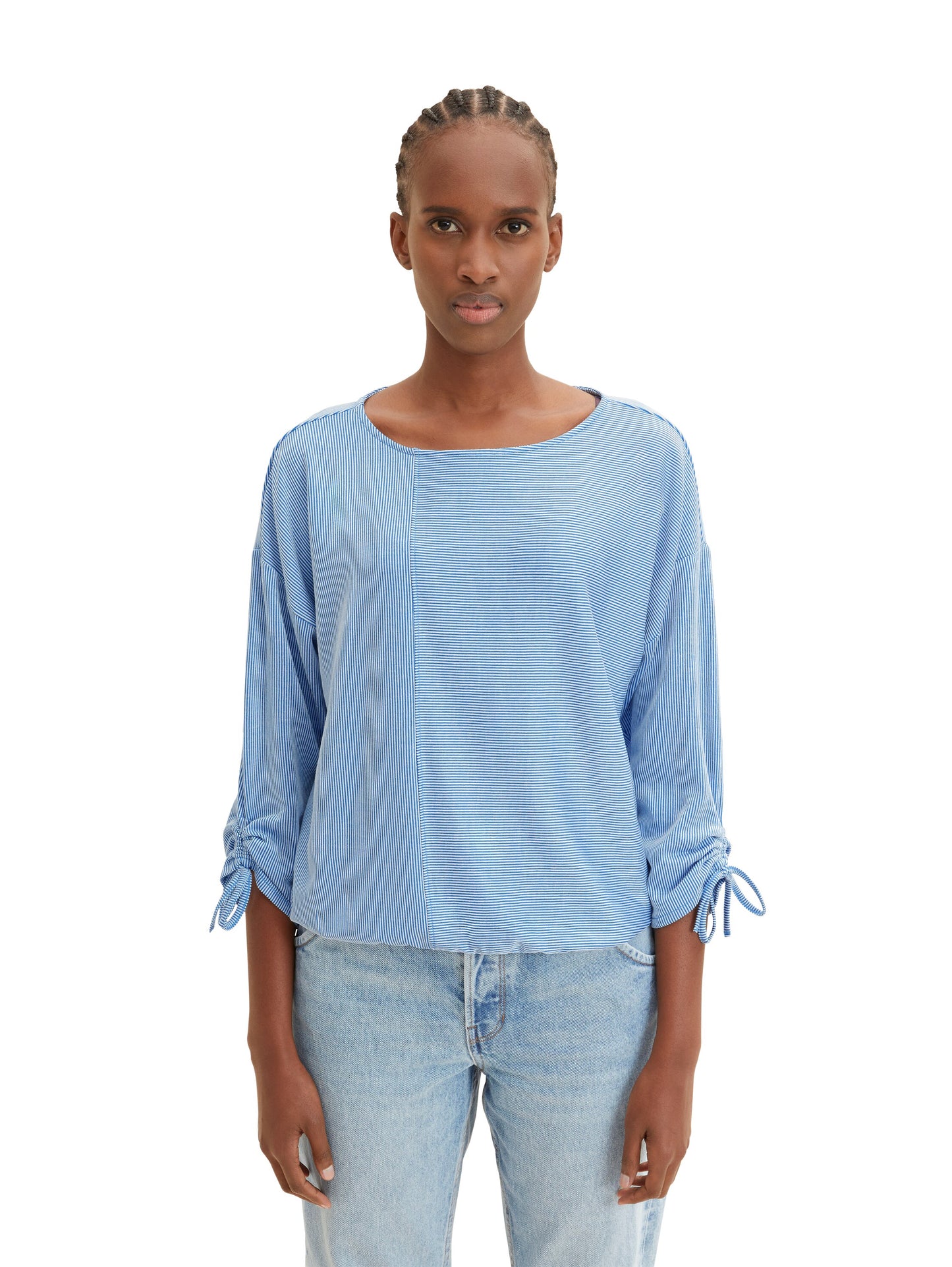Loose Fit Langarmshirt mit Raffärmeln