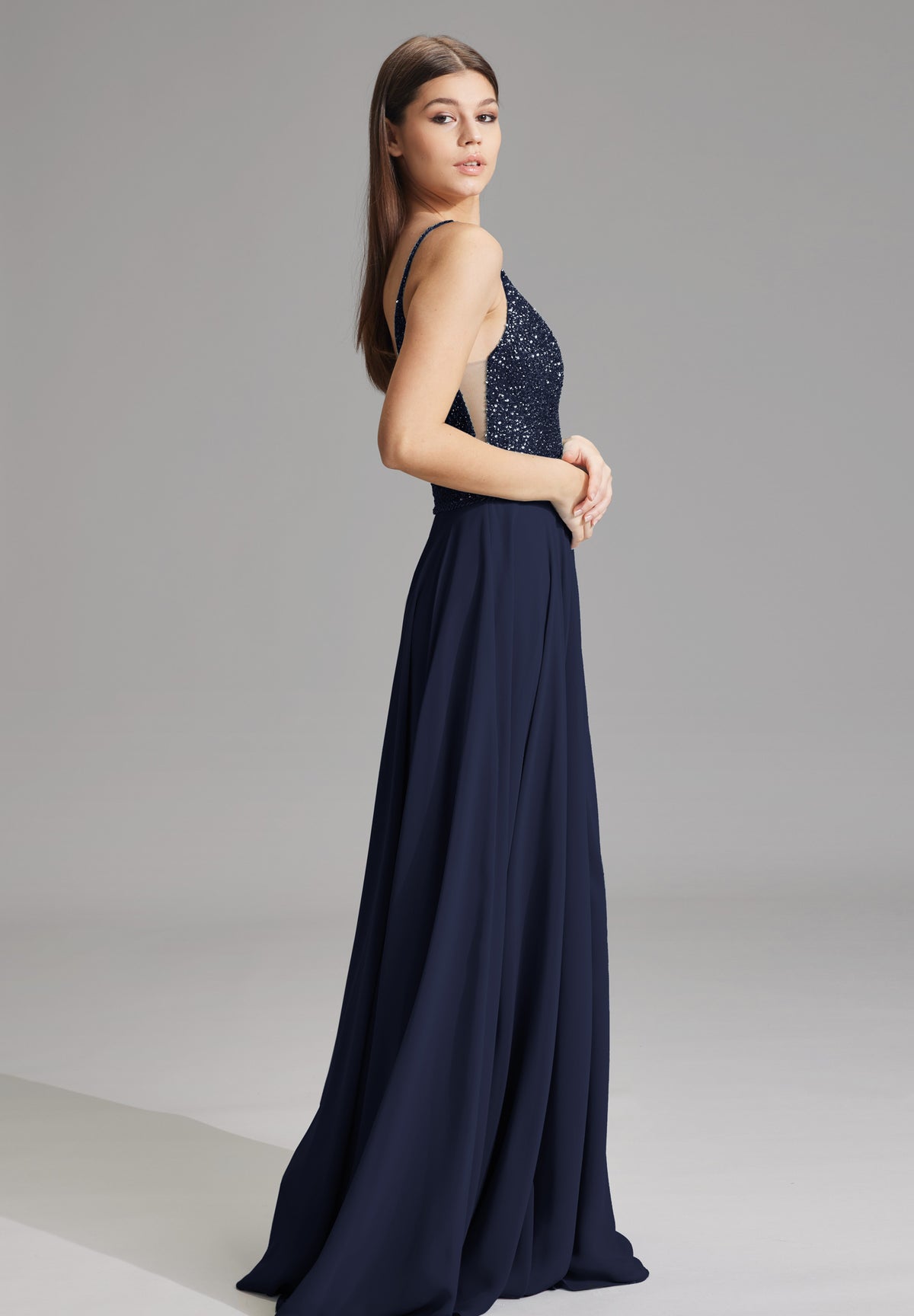 Abendkleid aus Materialmix