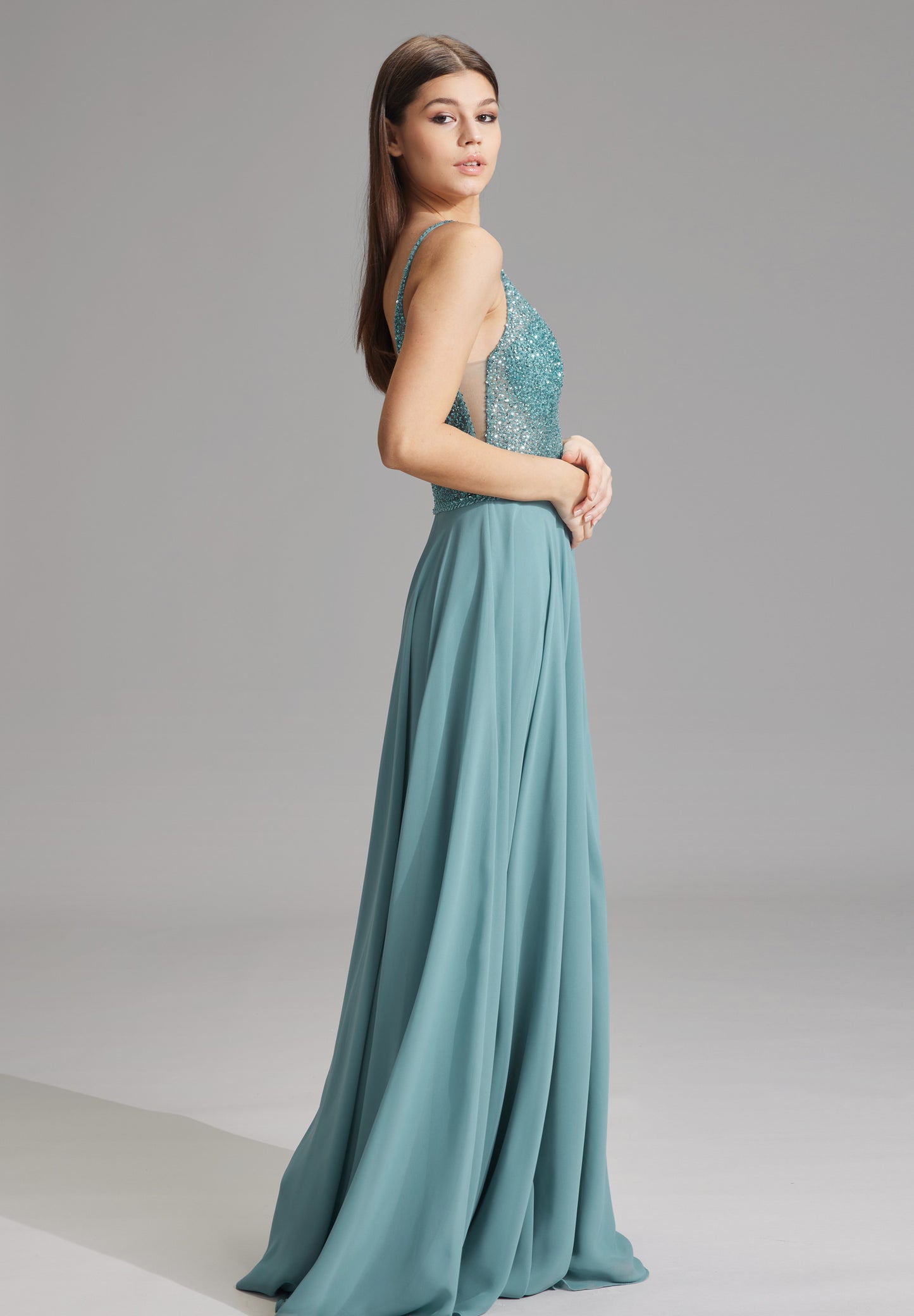 Abendkleid aus Materialmix