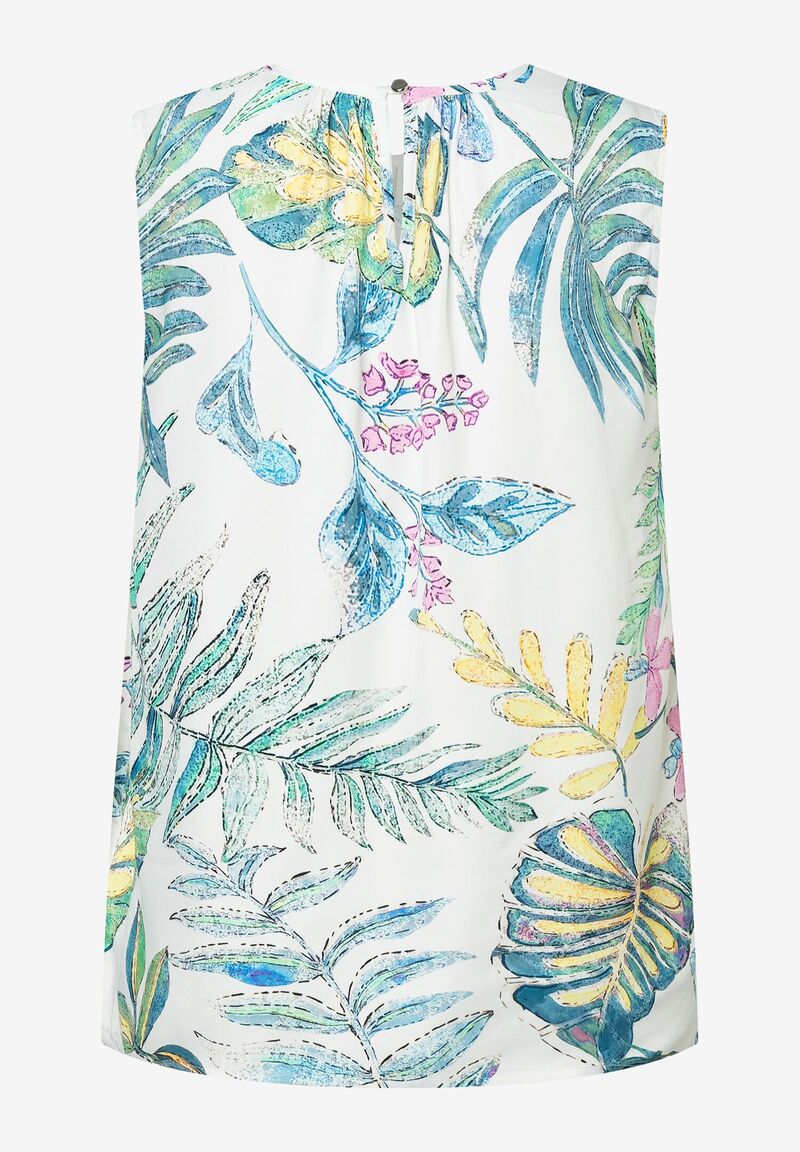 Satin Blusentop  Blätterprint  Sommer-Kollektion