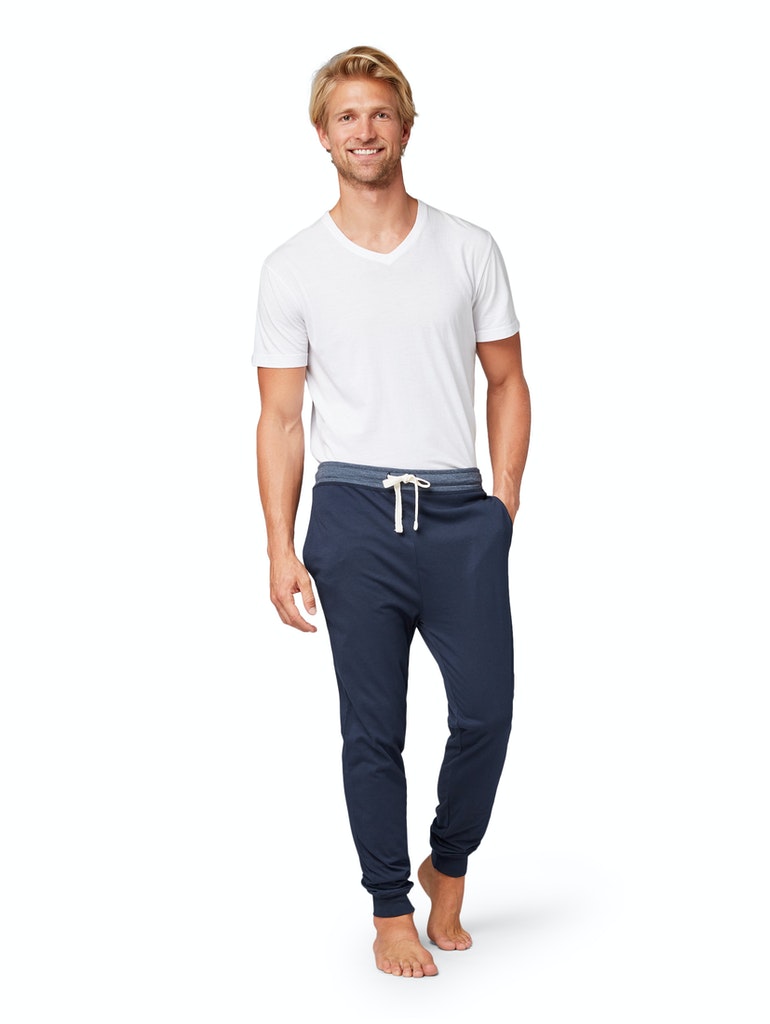 Pyjama Hose, blau-dunkel-uni