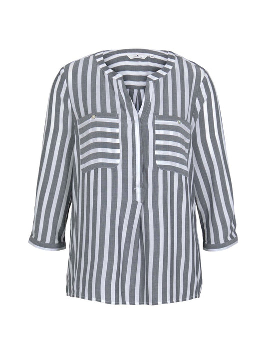 blouse striped, offwhite navy vertical stripe