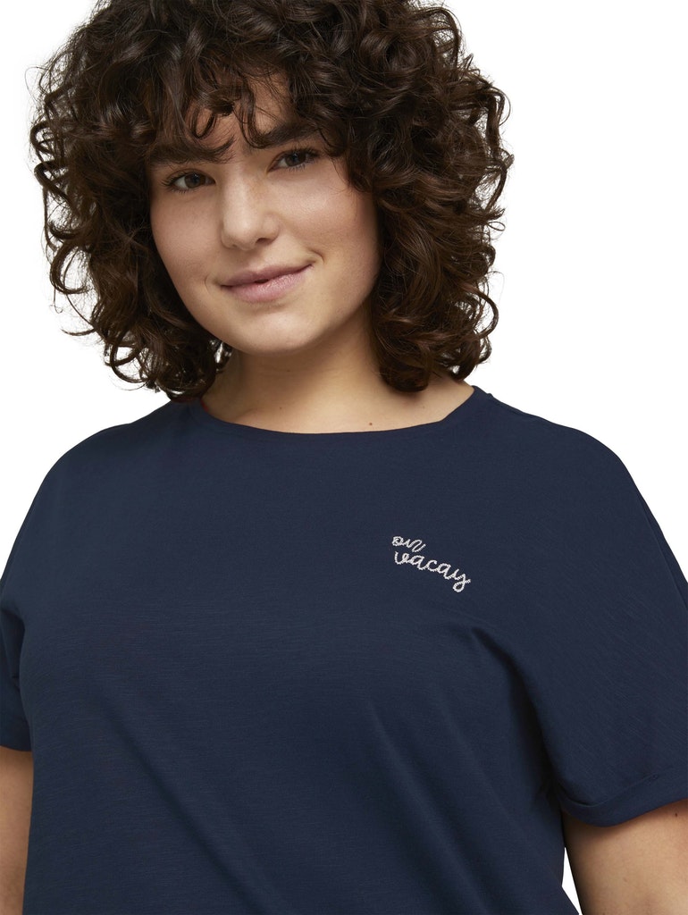 T-shirt chest embroidery, Sky Captain Blue