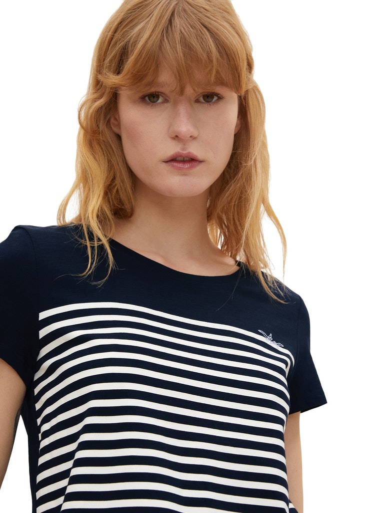 relaxed striped tee, white blue stripe