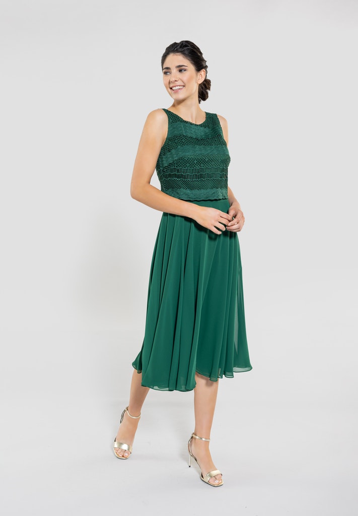 Cocktailkleid aus Material-Mix