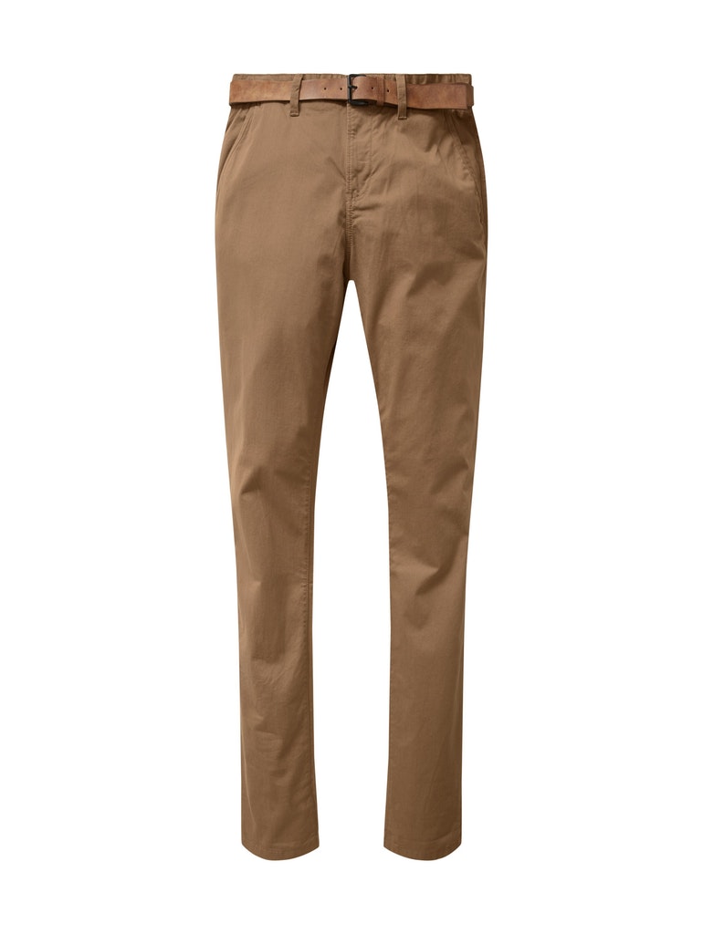 Slim Chino with belt, Honey Camel beige