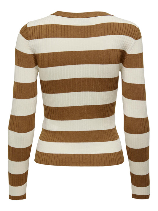 JDYPLUM L/S O-NECK STRIPE PULLOVER KNT