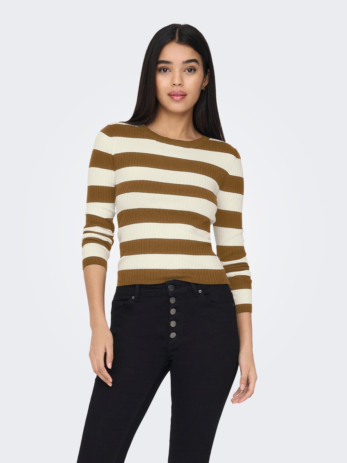 JDYPLUM L/S O-NECK STRIPE PULLOVER KNT