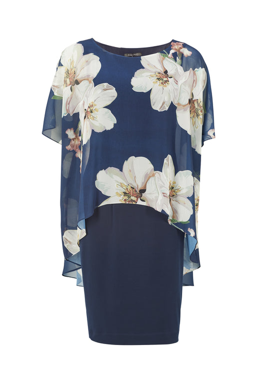 Cocktailkleid aus Material-Mix