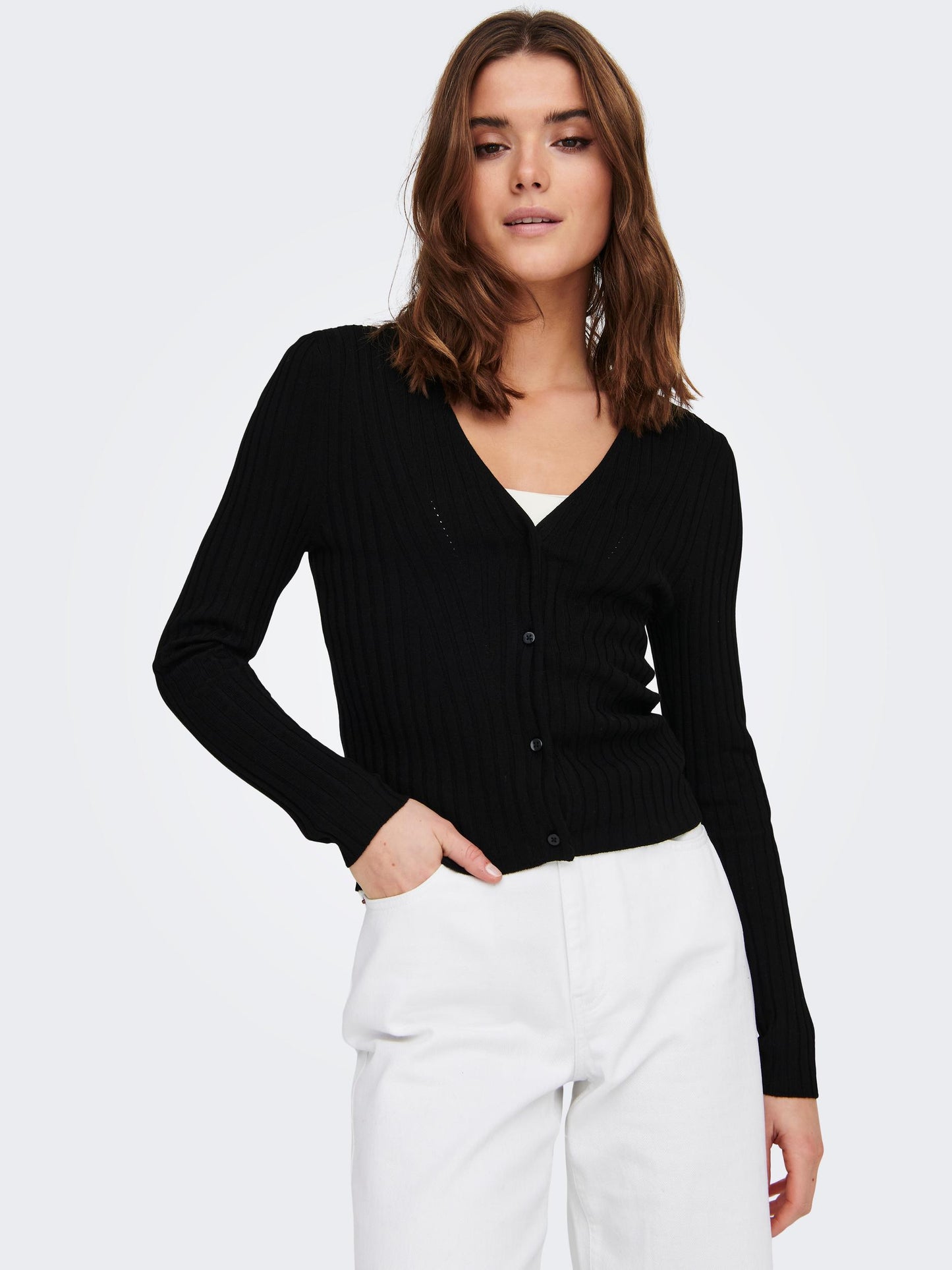 ONLMEDDI LS RIB BUTTON CARDIGAN CC KNT