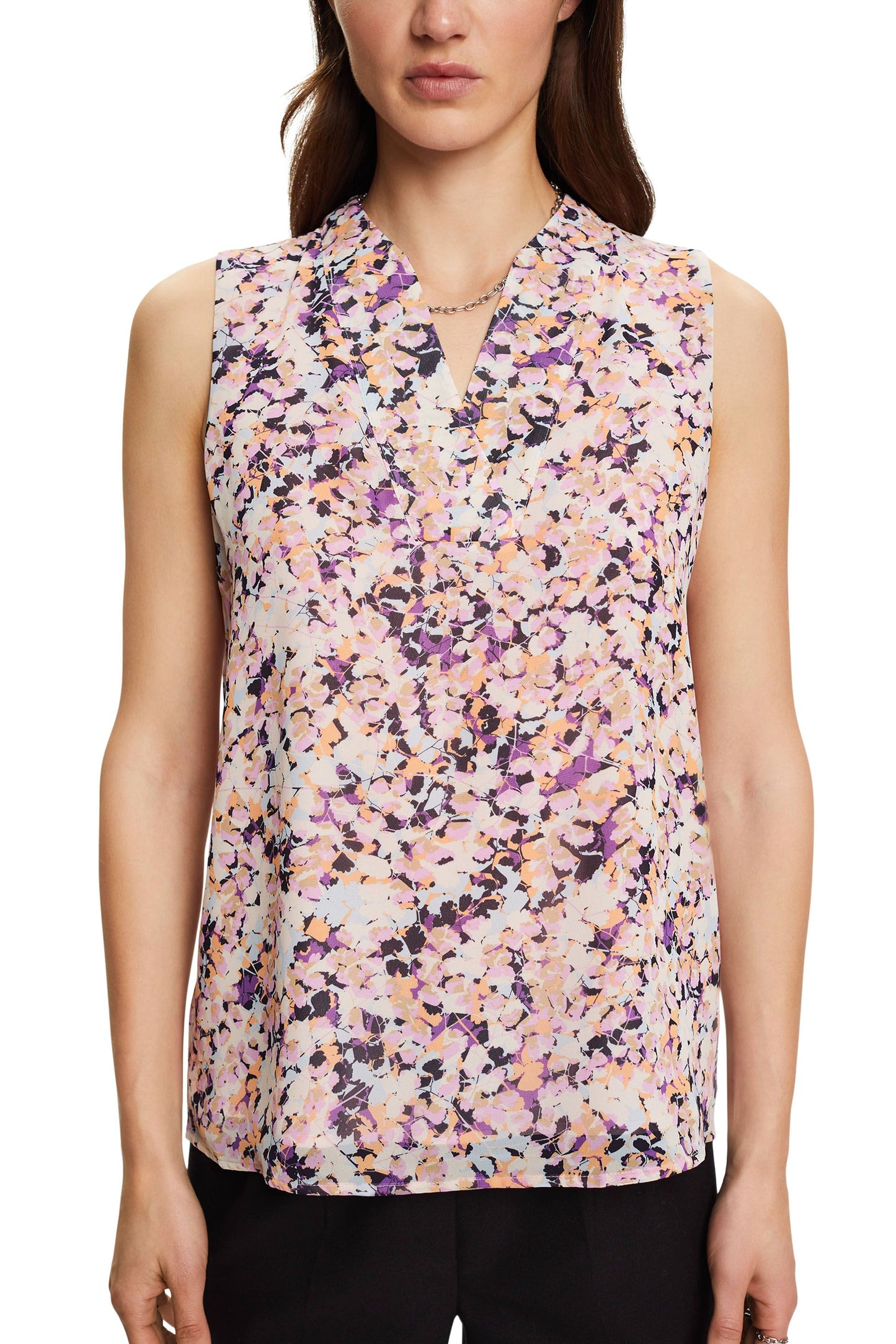 Florales Top aus Crêpe-Chiffon