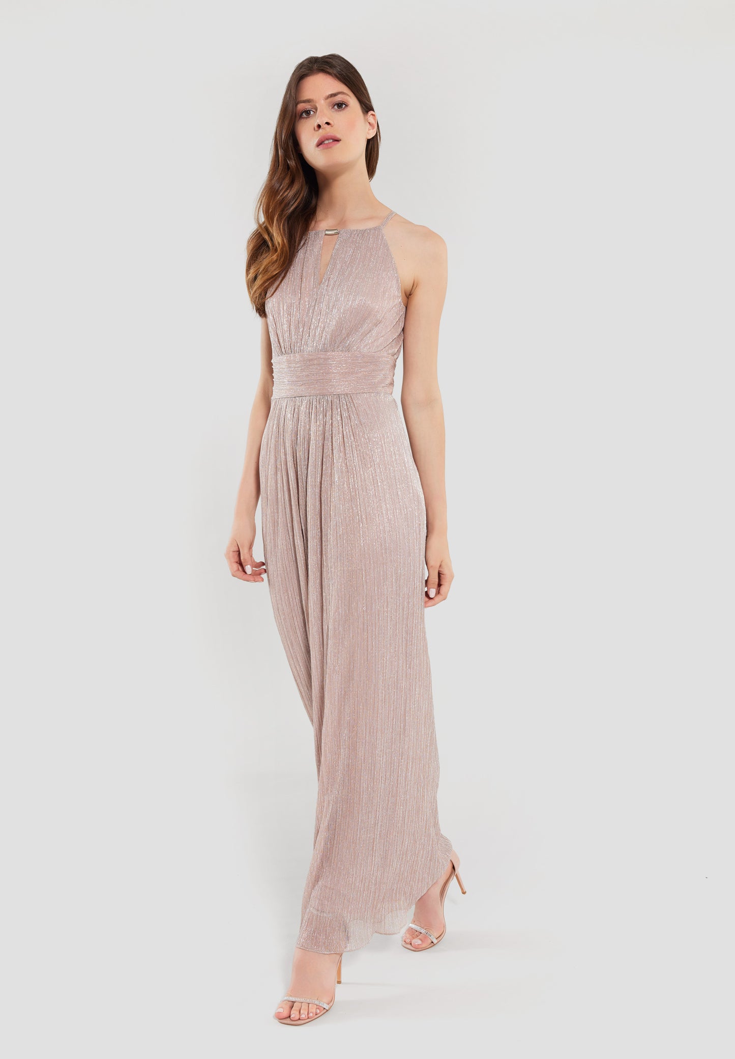 Abendkleid aus Plissee Jersey mit Metallic Fäden