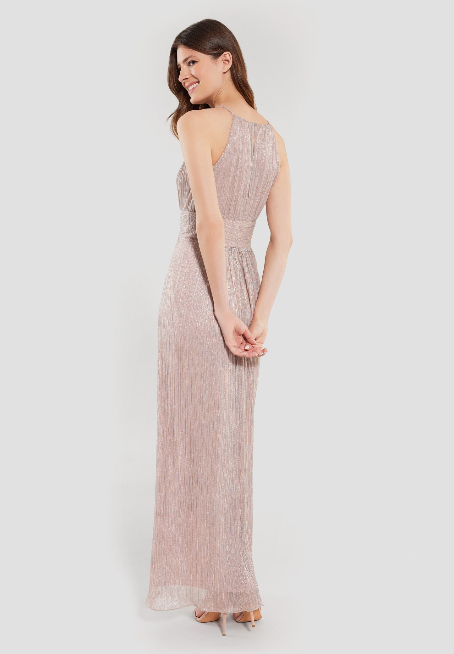 Abendkleid aus Plissee Jersey mit Metallic Fäden