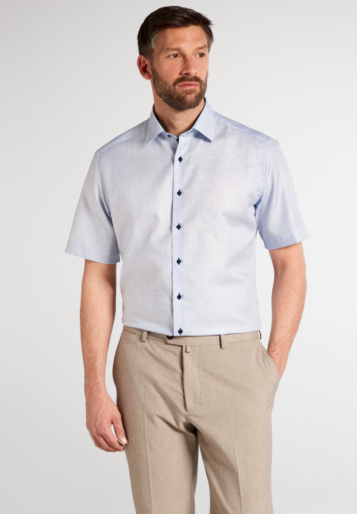 ETERNA strukturiertes Baumwoll-Kurzarmhemd MODERN FIT