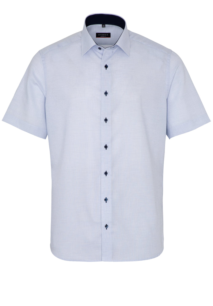ETERNA strukturiertes Baumwoll-Kurzarmhemd MODERN FIT