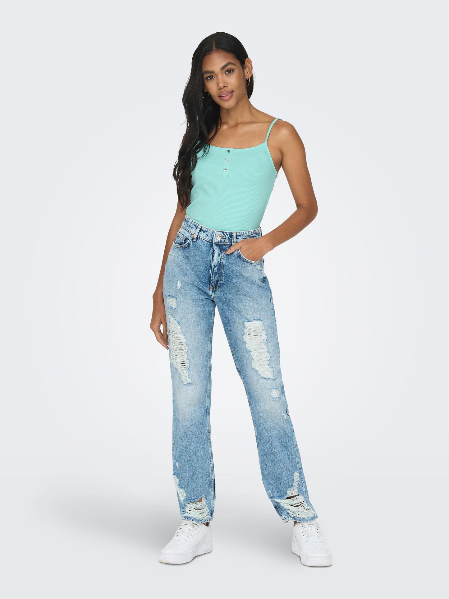 ONLUNINA LIFE S/L HEART BUTTON TOP JRS