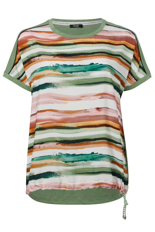 Bluse Rundhals ohne Arm Materialmix