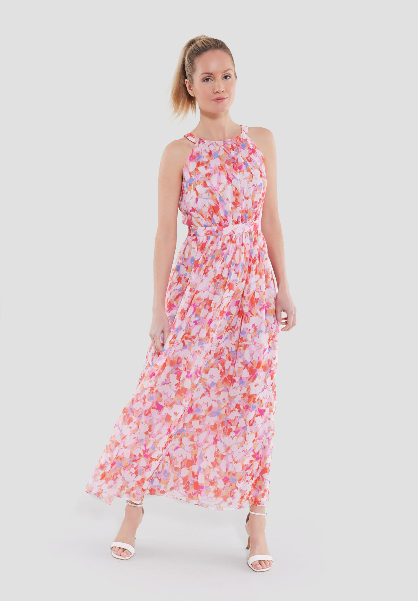Abendkleid aus bedrucktem Crincle Chiffon