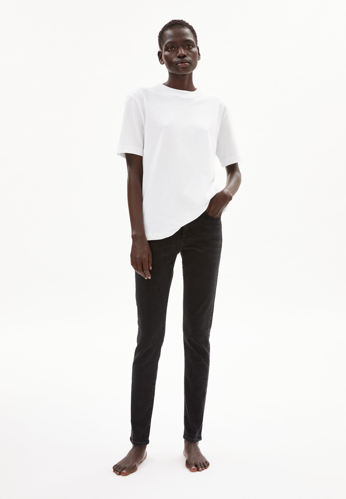 TILLAA Denims / 5 Pockets Skinny Solid, washed down black