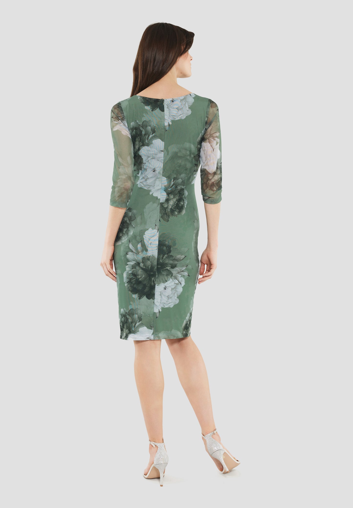 Curve / Midikleid aus bedrucktem Mesh