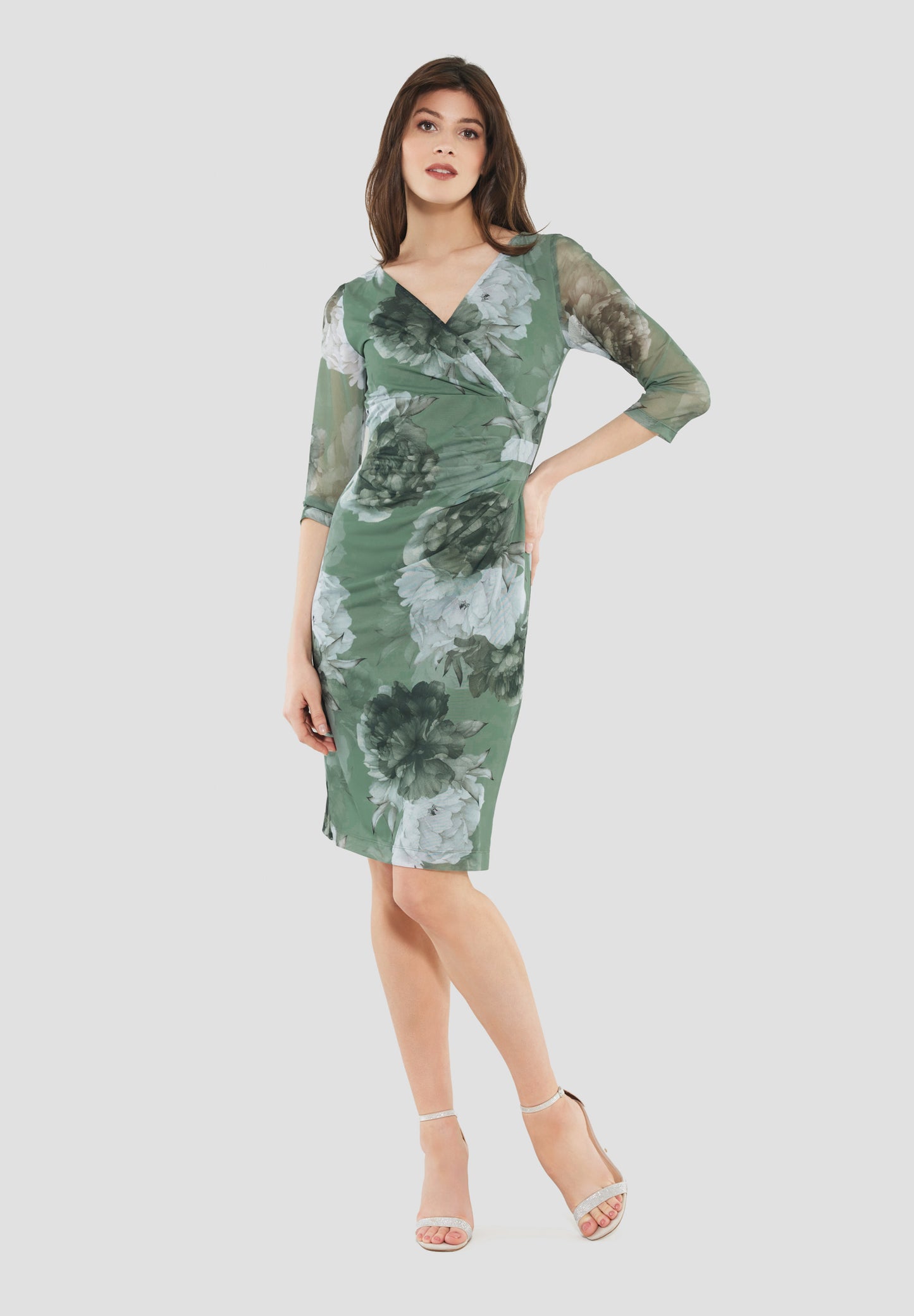 Curve / Midikleid aus bedrucktem Mesh
