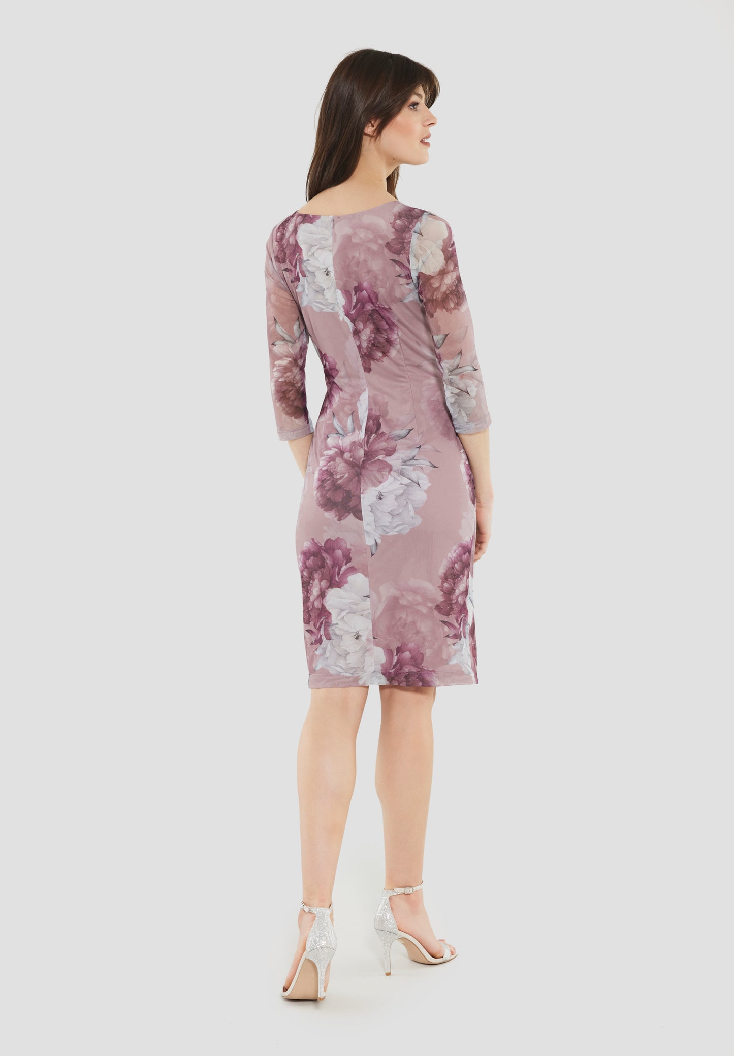 Midikleid aus bedrucktem Mesh