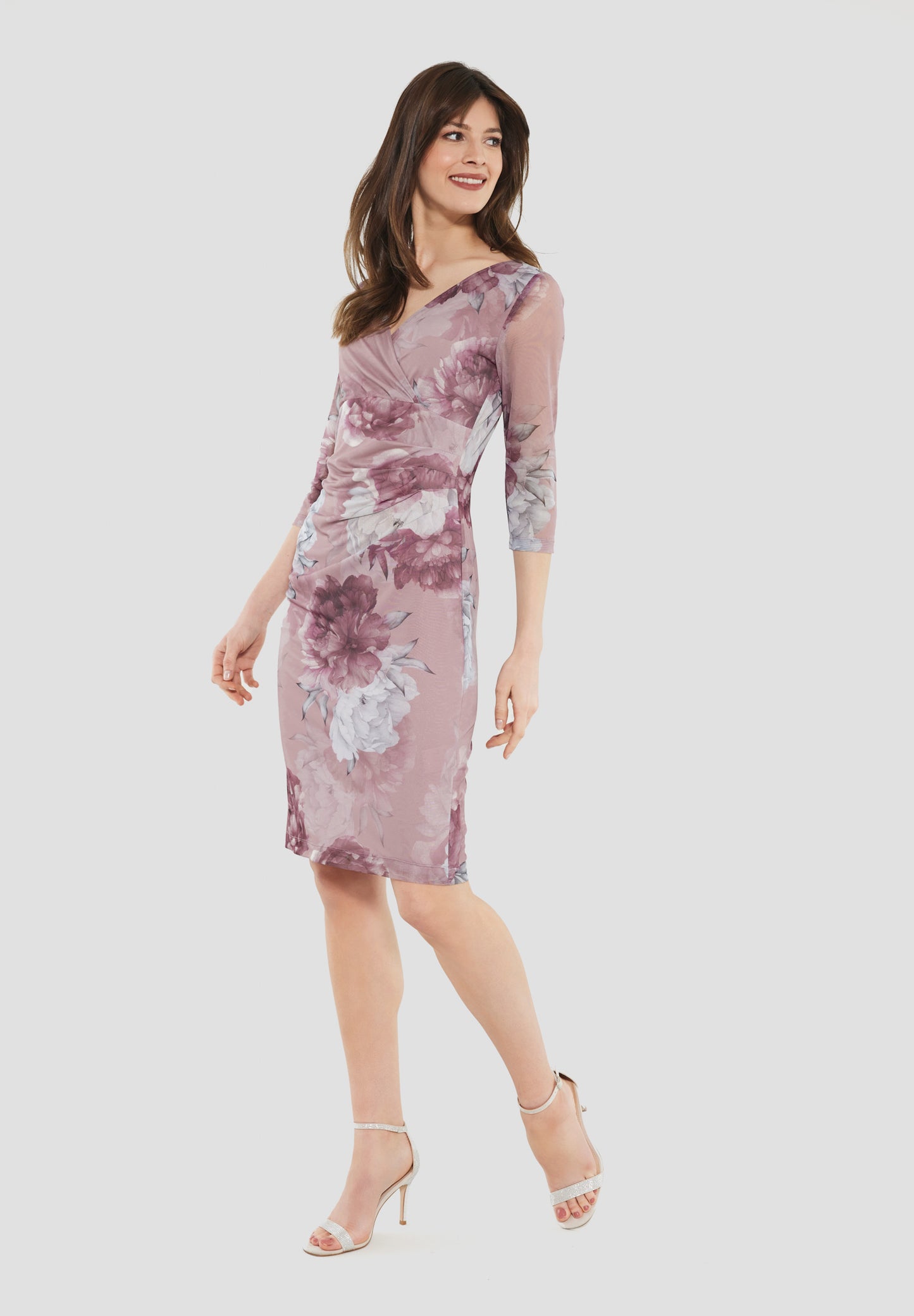 Midikleid aus bedrucktem Mesh