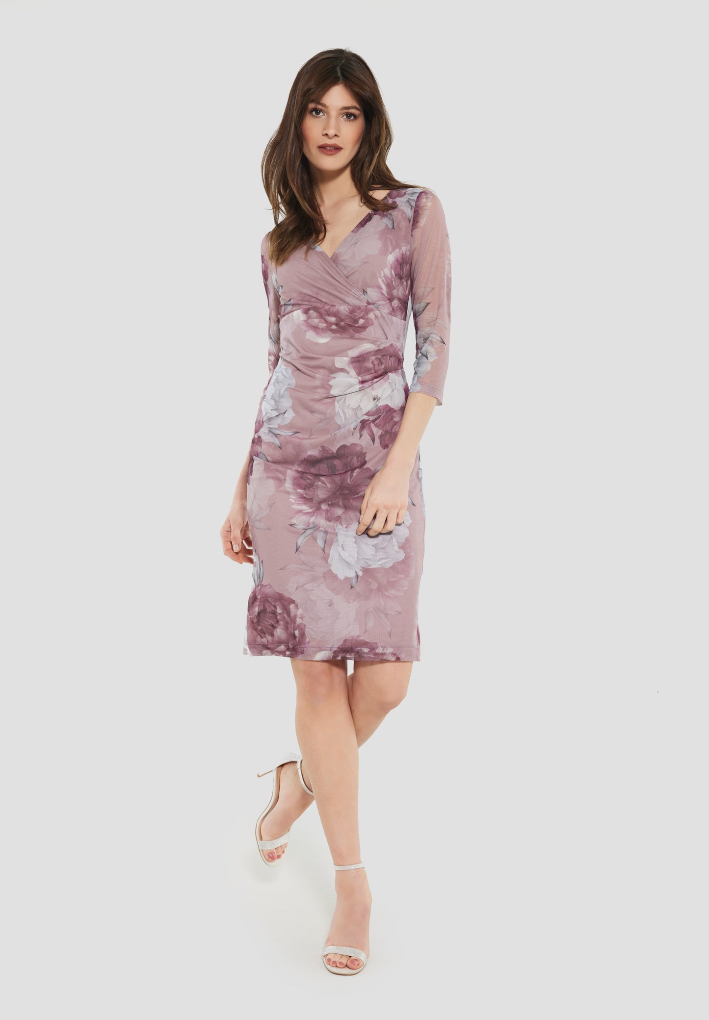 Midikleid aus bedrucktem Mesh