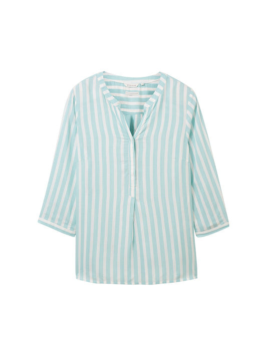 Plus - Gestreifte Henleybluse mit LENZING(TM) ECOVERO(TM)