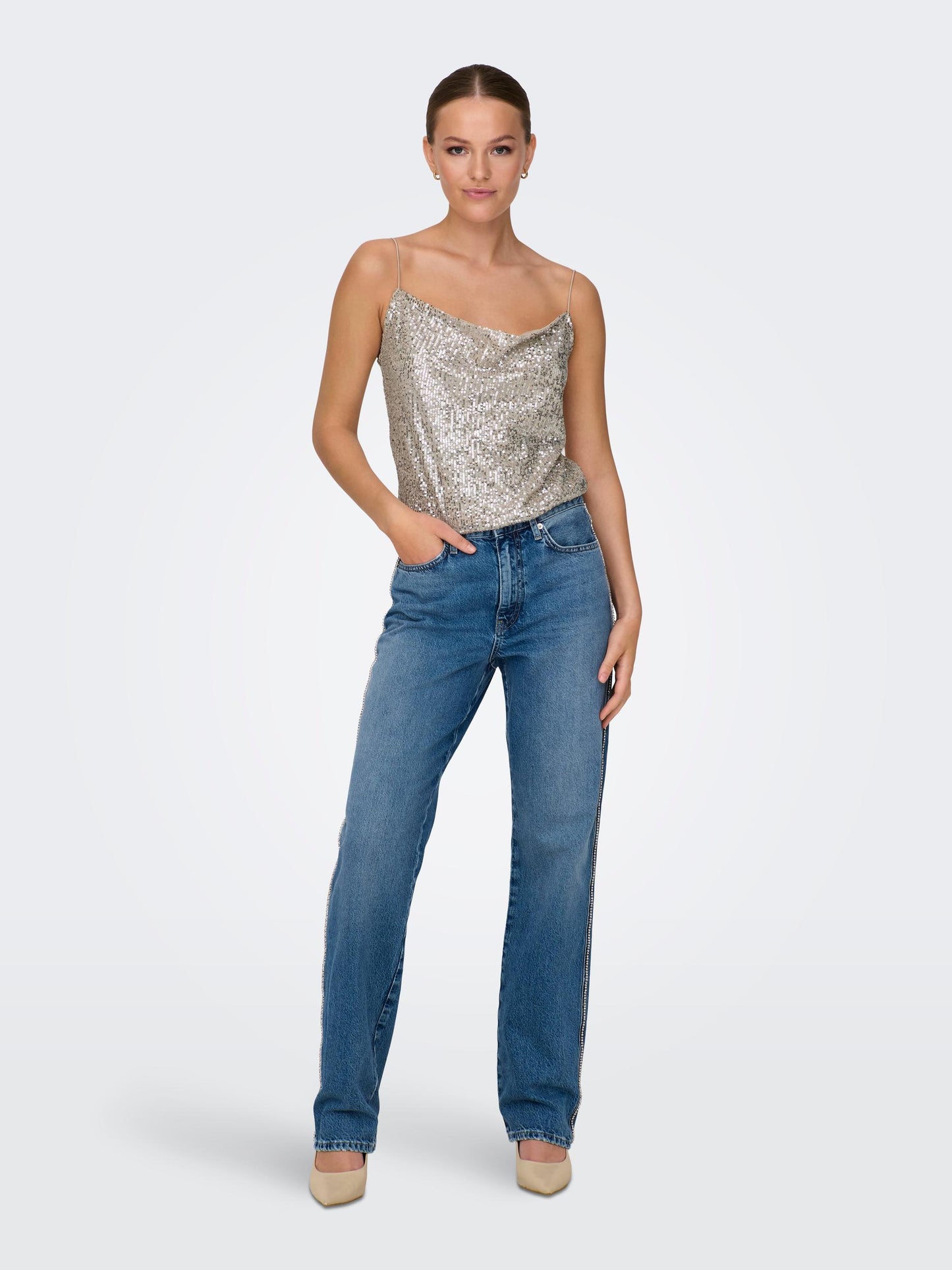 ONLANA S/L SEQUINS TOP CS JRS