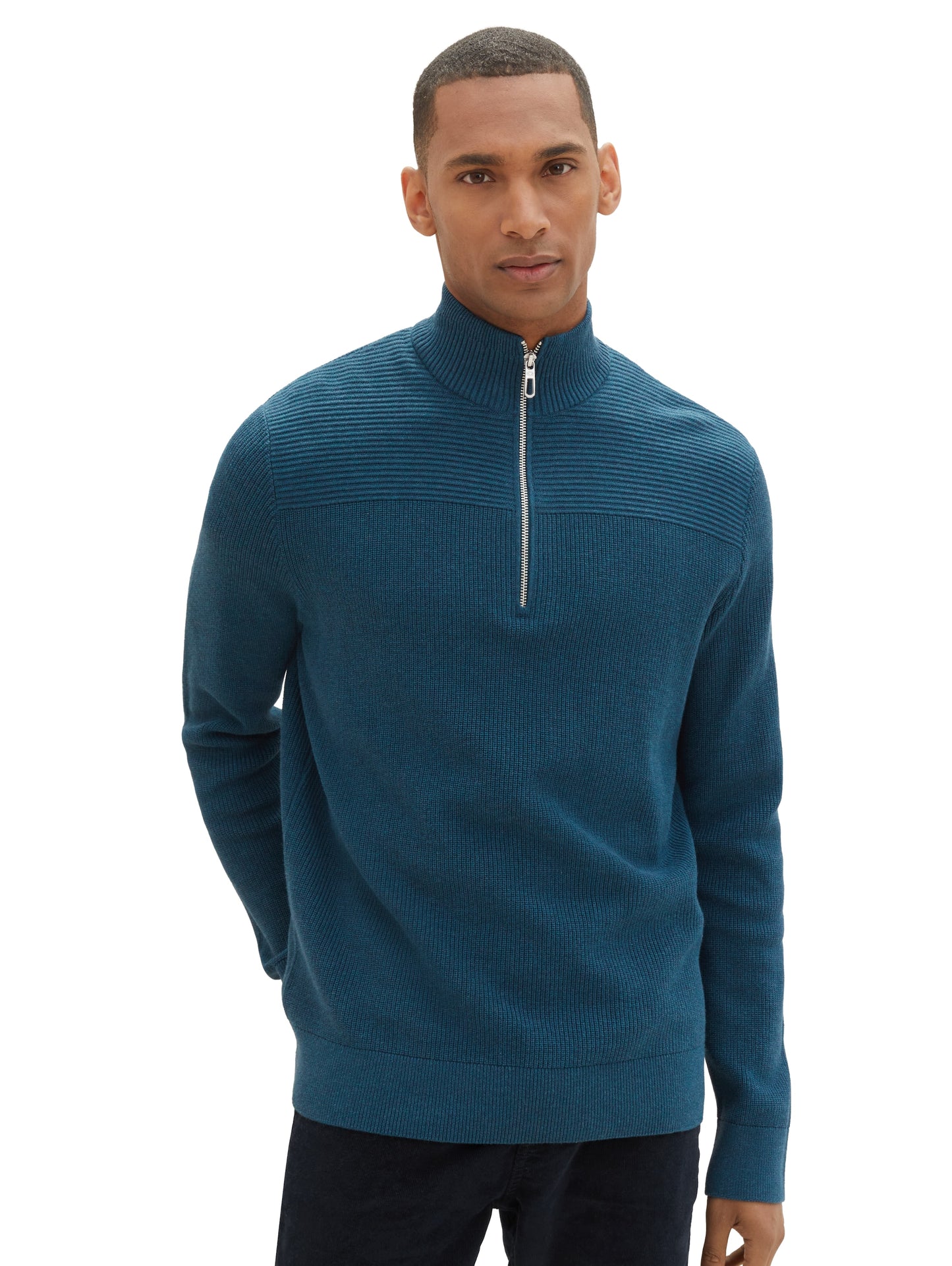 Strickpullover mit Troyer Kragen