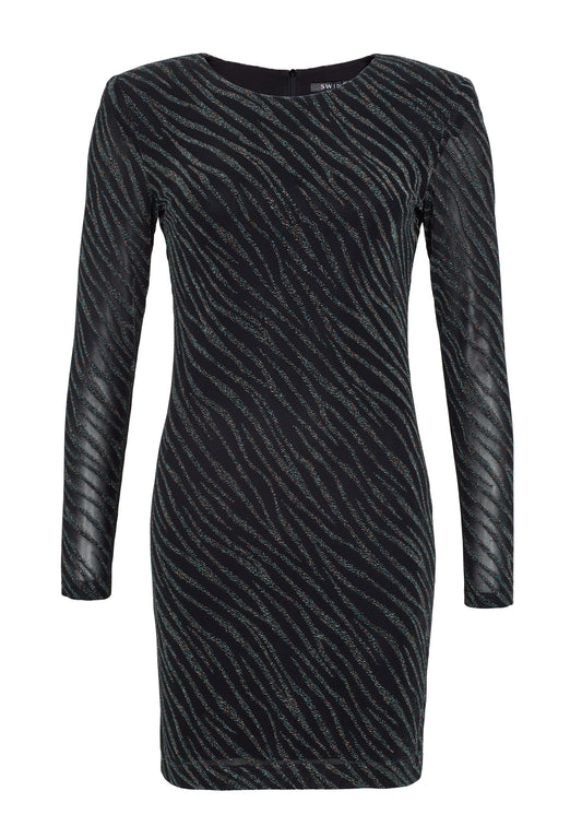 Jersey-Kleid in glitzernder Animal-Optik