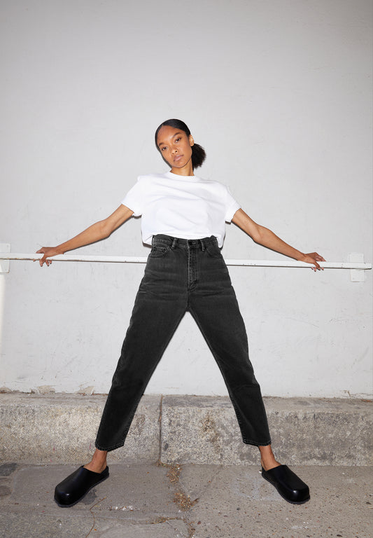 MAIRAA Denims / 5 Pockets Mom Solid, ebony black