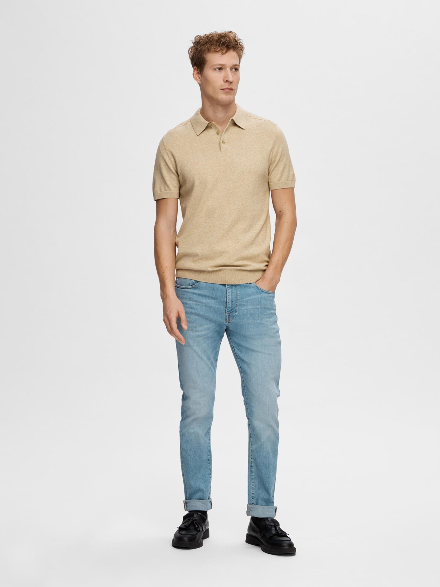 SLHBERG SS KNIT POLO NOOS