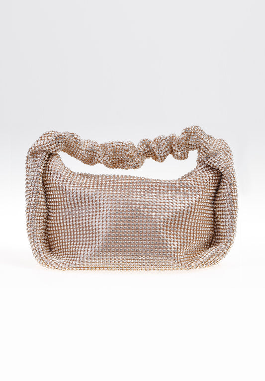 Henkeltasche aus glänzendem Strassgewebe