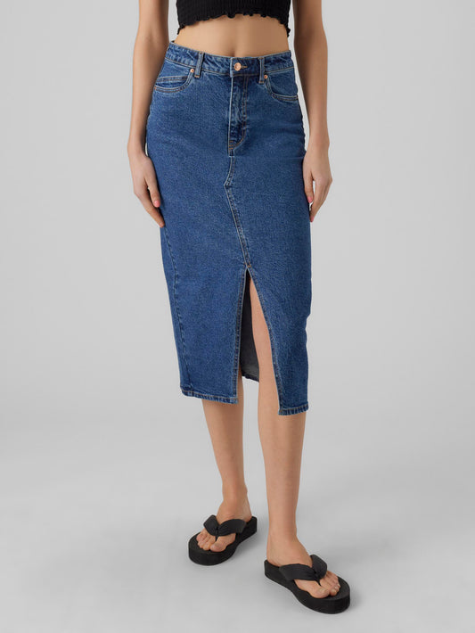 VMVERI HR CALF DENIM SKIRT GA MIX NOOS